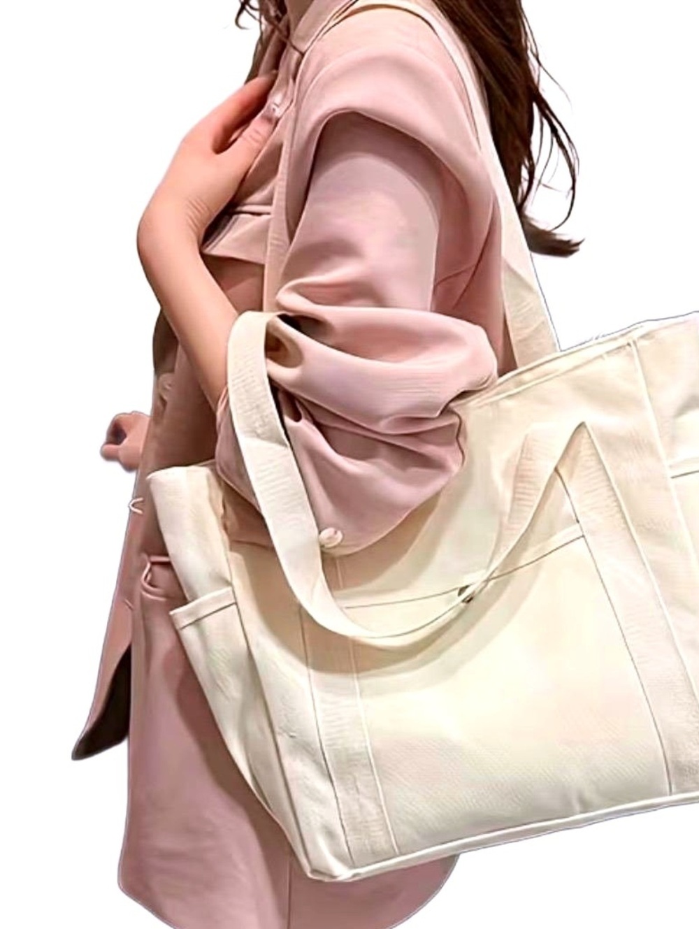 New -Stylish & Fashionable Cream Canvas Tote Bag
